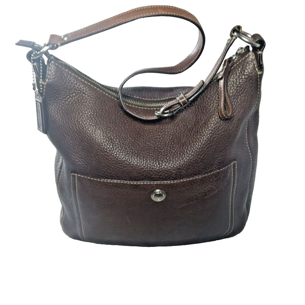 Vintage Coach Chelsea Shoulder Bag F10891 Brown Pebbled Leather Handbag Y2K